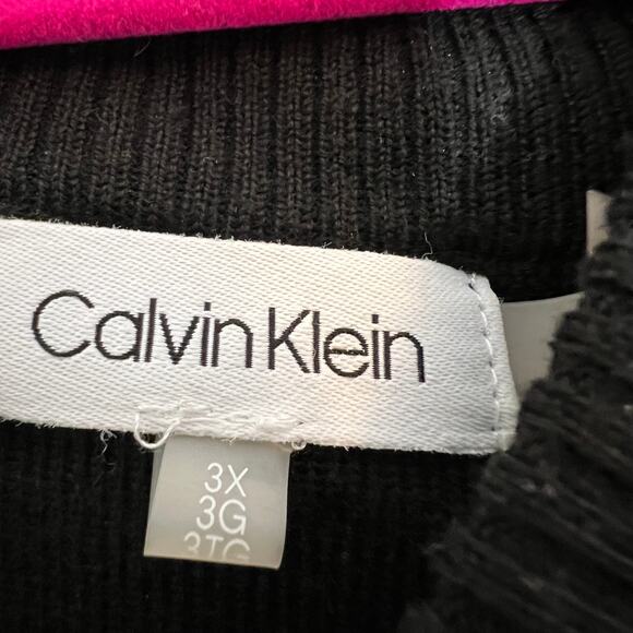 Calvin Klein Colorblock Sweater Sz 3X Gray Black Mock Neck Cabincore Cozy Staple - Picture 3 of 6